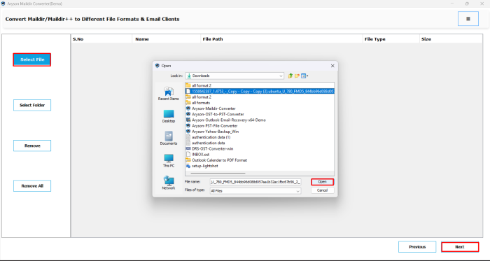 Click on the Select File