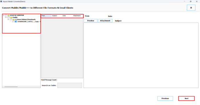 display all emails and folders
