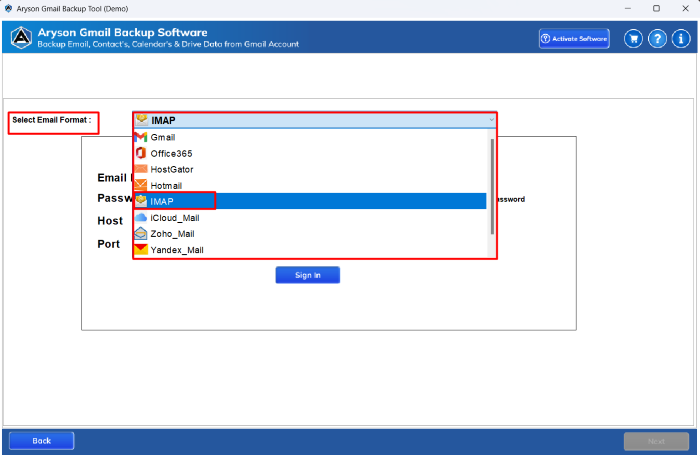 choose IMAP as the resultant email provider