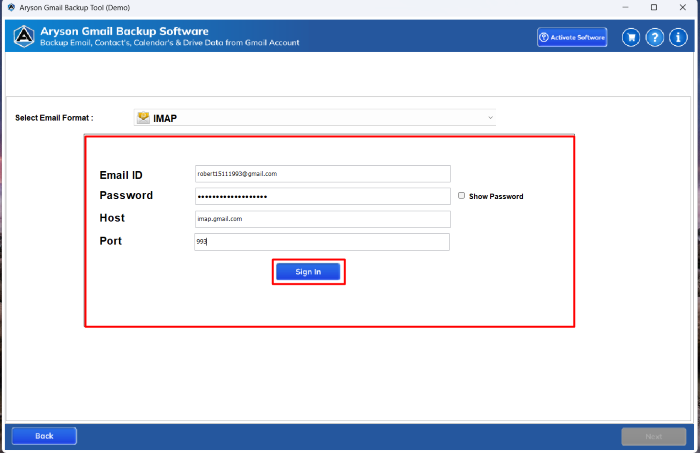 enter your Proton Mail IMAP details