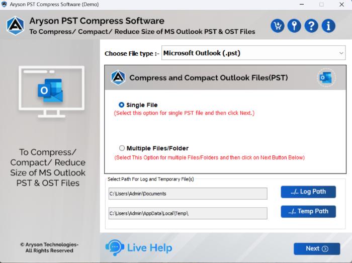install the Aryson PST Compress Tool