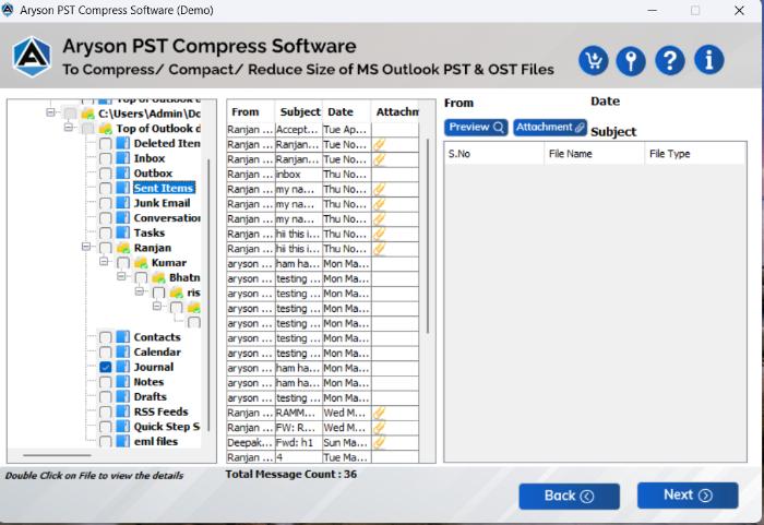 pick the PST file with an attachment