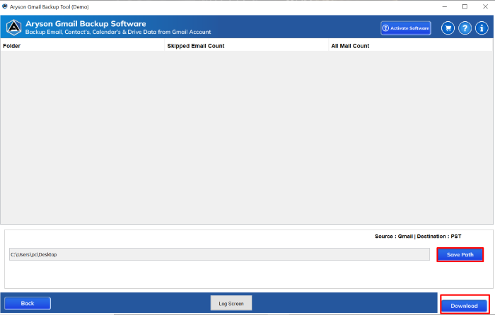 click on the download button to save the Gmail email