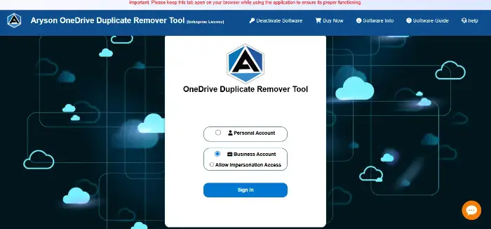 download and open the Aryson OneDrive Duplicate Remover Tool