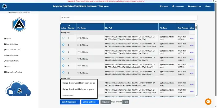 select the duplicate photos from your OneDrive account