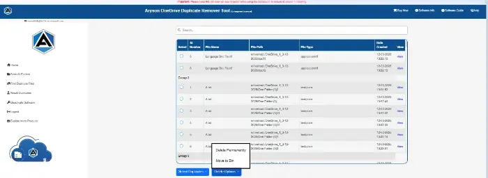 Click on the Delete option to move them into the bin