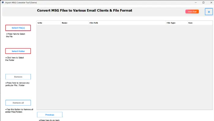 select individual MSG emails