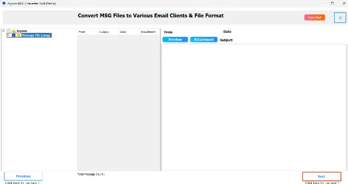 selected MSG data and click Next