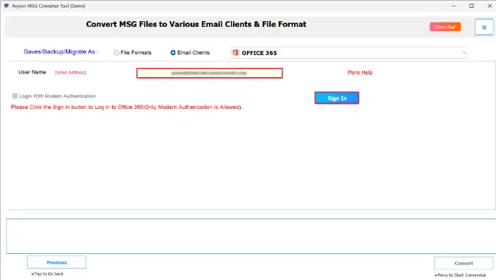 provide your Microsoft 365 login