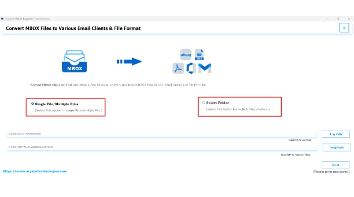 Install and open the Aryson MBOX Converter Tool