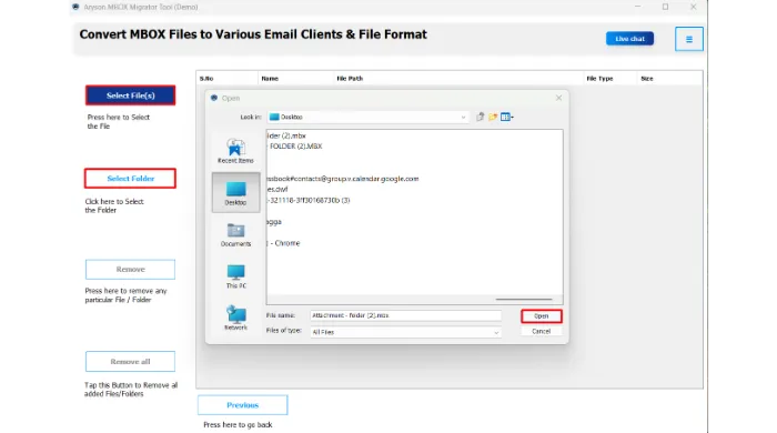 import the MBOX file you want to split