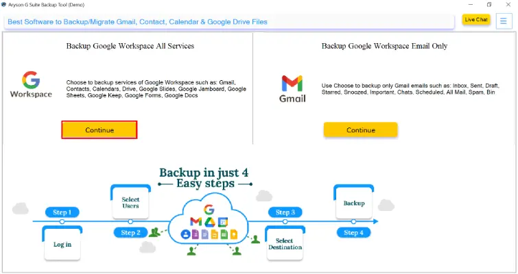 Download and install Aryson G Suite Backup Tool