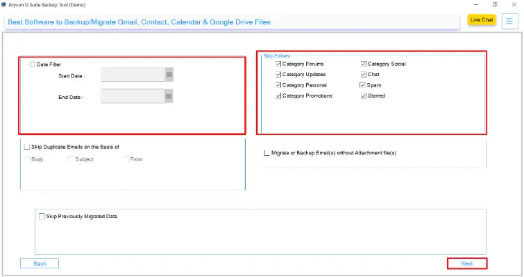migration using built-in filters