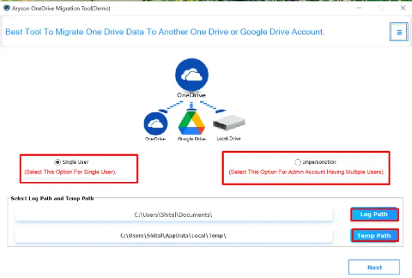 Install and open the Aryson OneDrive Migration Tool