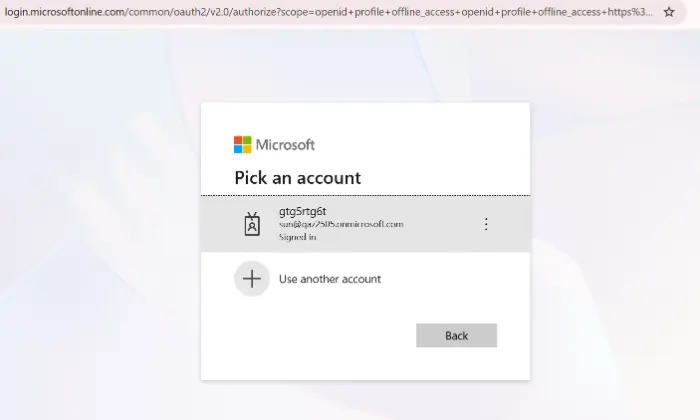 sign in using Microsoft 365 personal user credentials