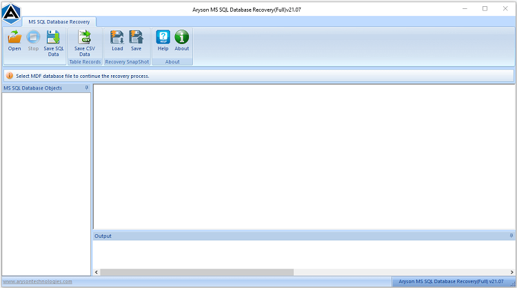 run the Aryson SQL Database Recovery Software