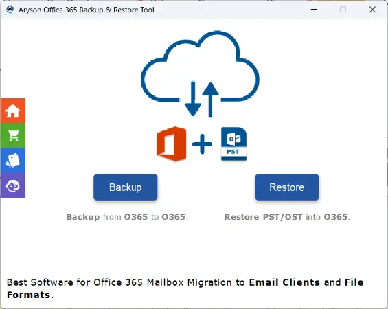 launch the Aryson Office 365 Backup & Restore Tool