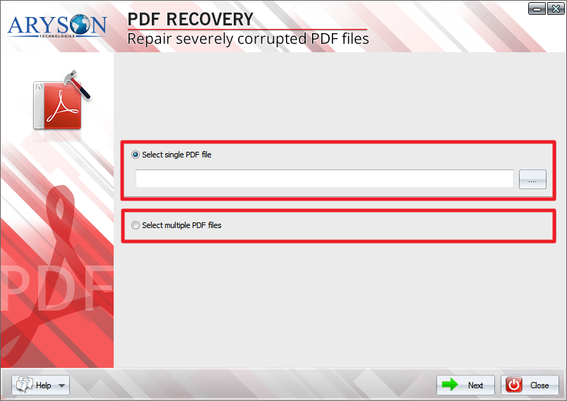 select either the Single or Multiple PDF Files