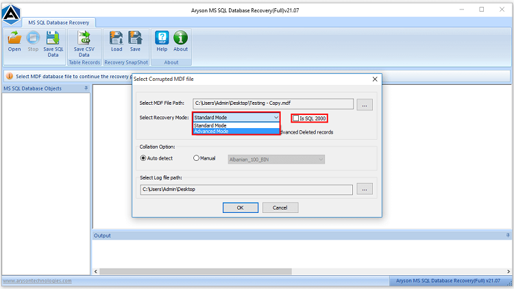 choose among the Quick Scan, Advanced Scan