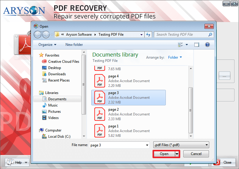 select the PDF saved on your PC
