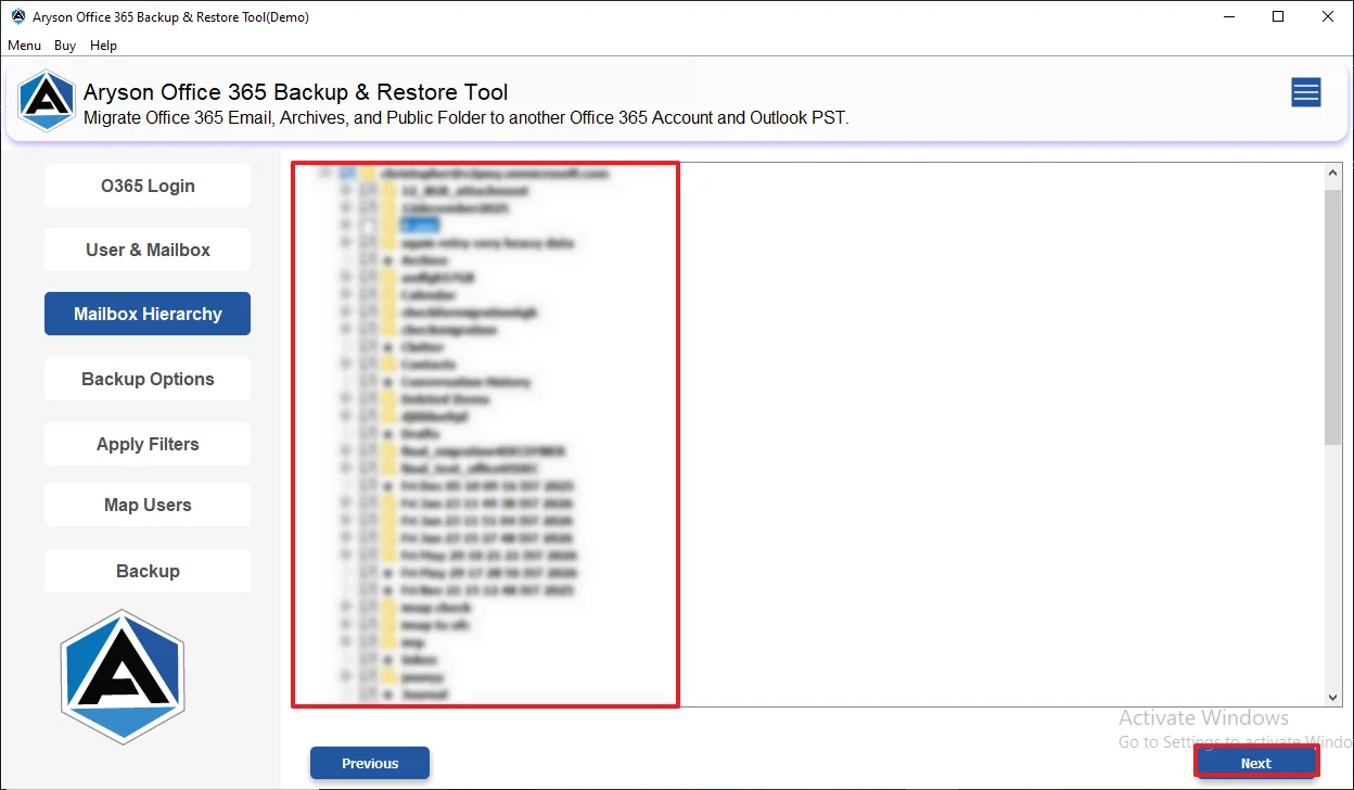 Expand the folder hierarchy and select the required on-premise data