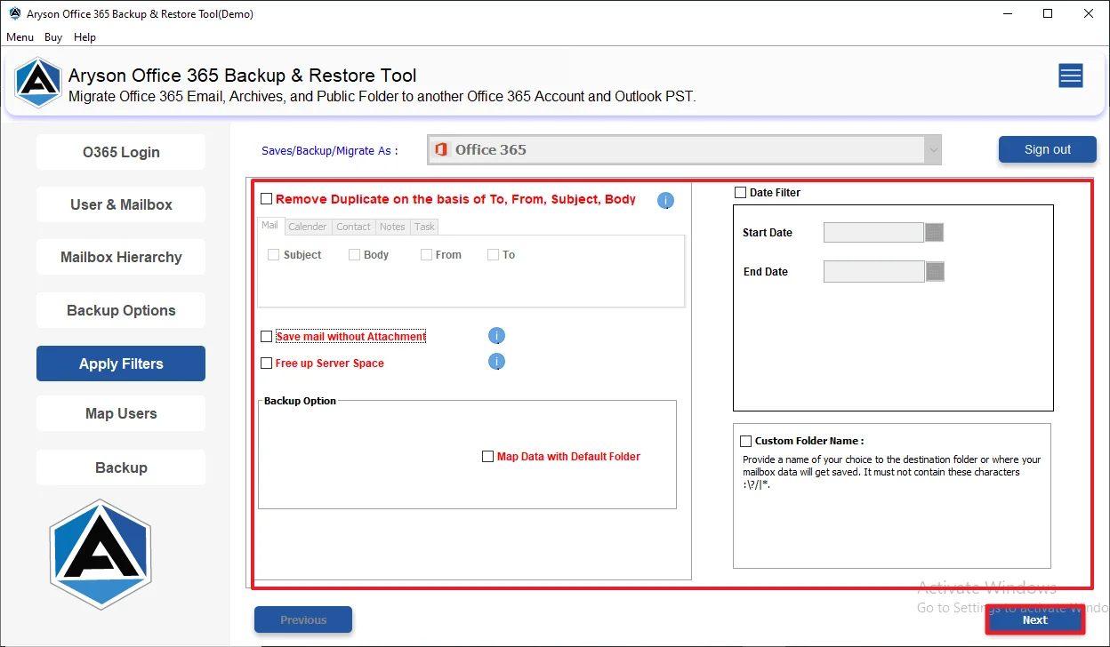 Apply the required filters and click Next