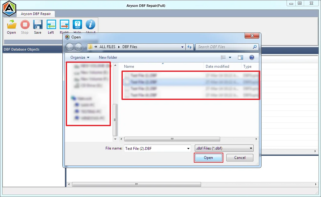 Choose DBF file and click the Open