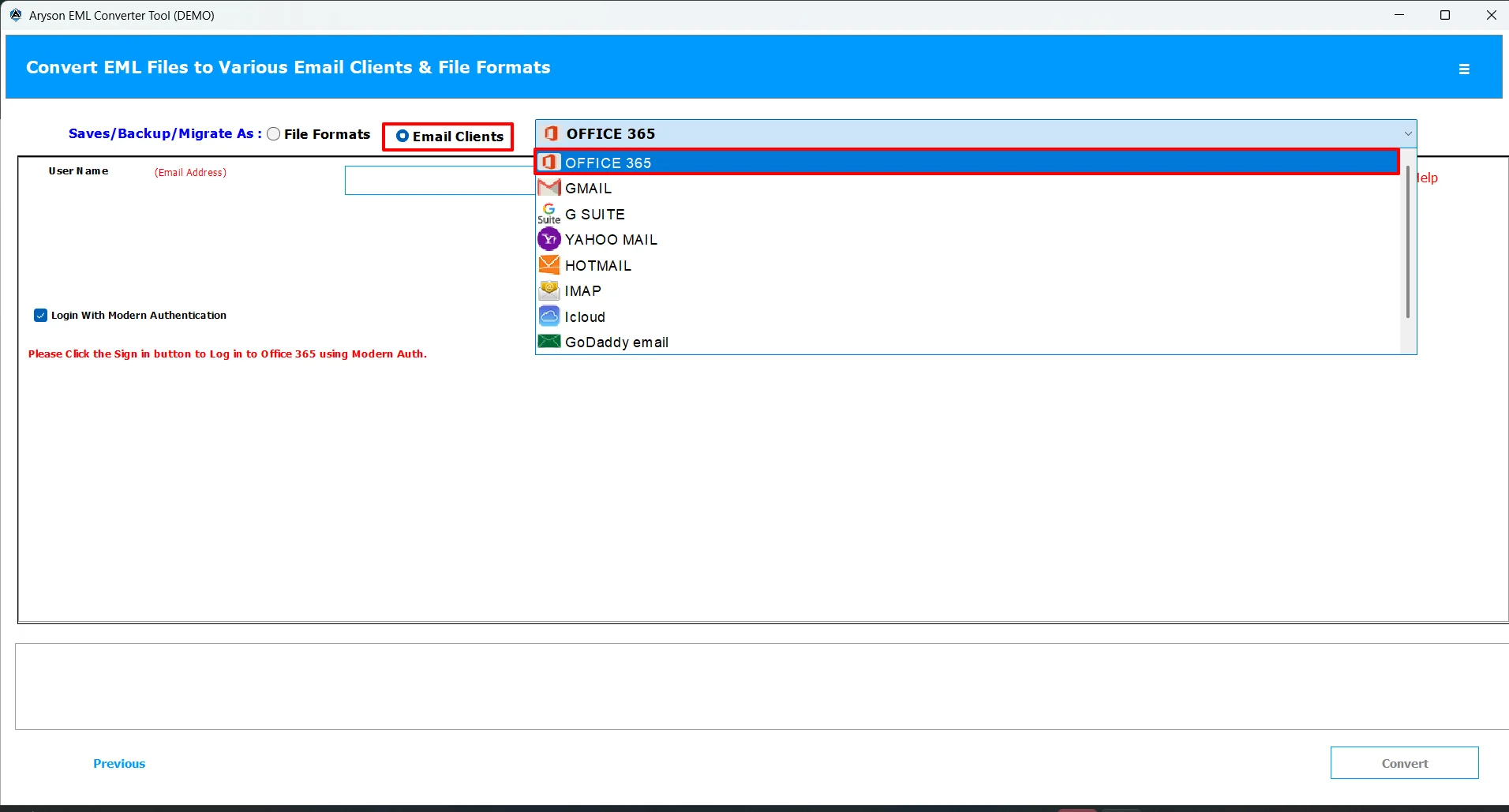 Choose Office 365