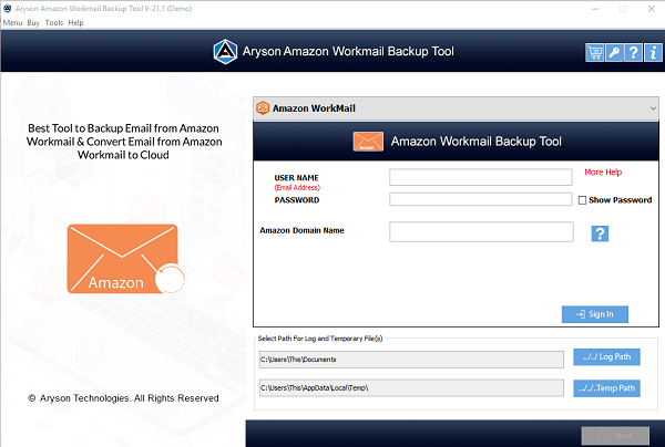 Windows 8 Aryson Amazon Workmail Backup Tool 21.4 full Windows 8 Aryson Amazon Workmail Backup Tool full