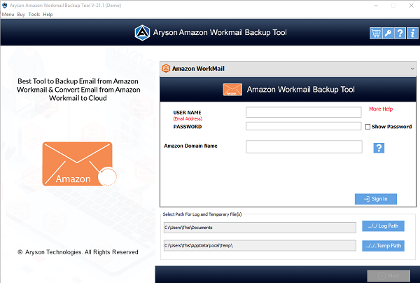 Aryson Amazon Workmail Backup Tool 21.4 full