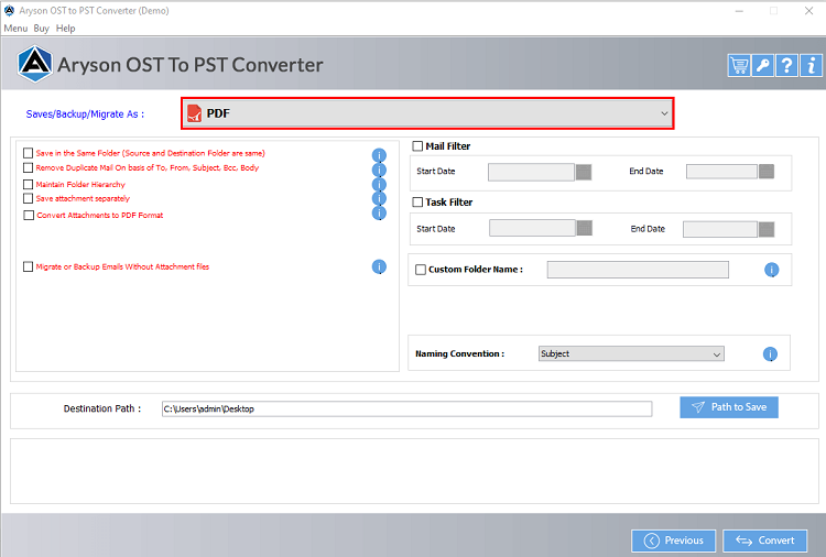 Aryson OST to PDF Converter software