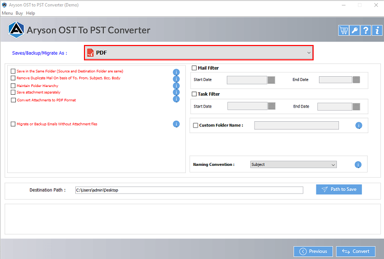 Aryson OST to PDF Converter