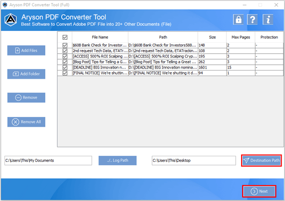 Aryson PDF Converter Tool screenshot