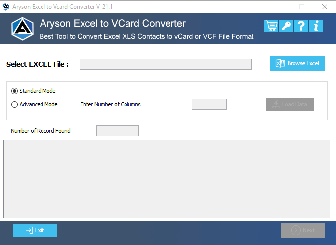 Windows 7 Aryson Excel to vCard Converter Tool 22.7 full