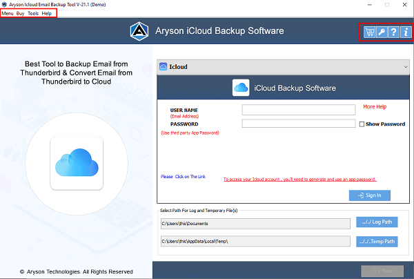 Windows 8 Aryson iCloud Email Backup Tool 20.0 full Windows 8 Aryson iCloud Email Backup Tool full