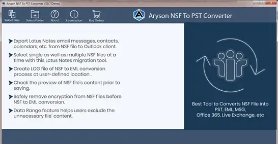 Aryson Lotus note to Outlook Converter