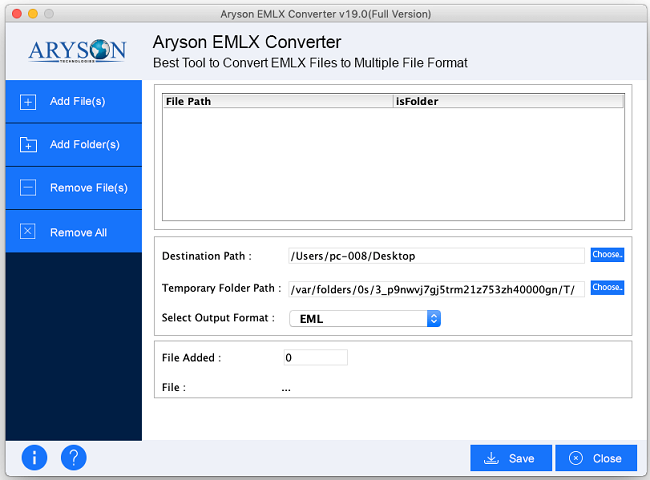 Aryson EMLX Converter For MAC software