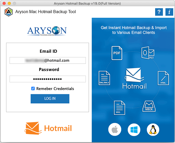 Aryson Hotmail Backup Extractor 21.1 full