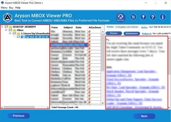 Aryson MBOX Viewer screenshot Aryson MBOX Viewer screenshot