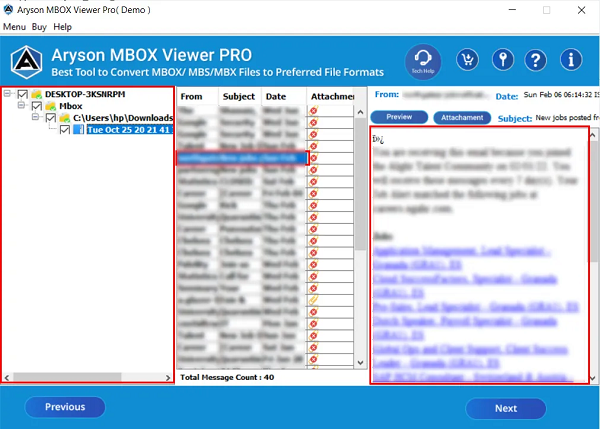 MBOX Viewer screenshot