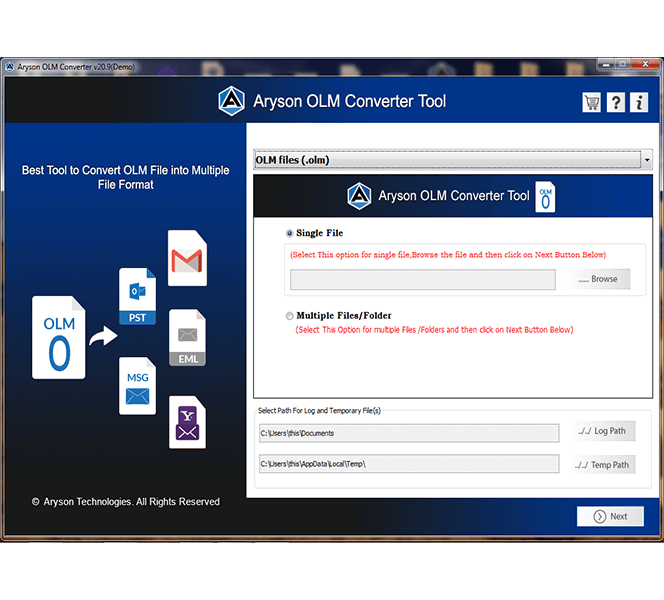 Windows 8 Aryson OLM Converter full