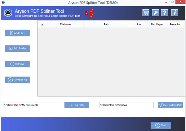 Aryson PDF Splitter Tool screenshot