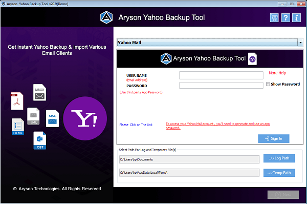 Aryson Yahoo Backup Tool 22.8 full