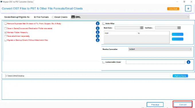 import OST to Windows Live Mail