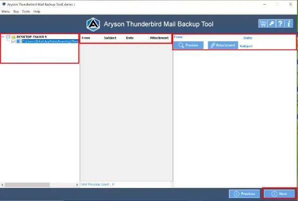 check email details, attachments, and other information before exporting