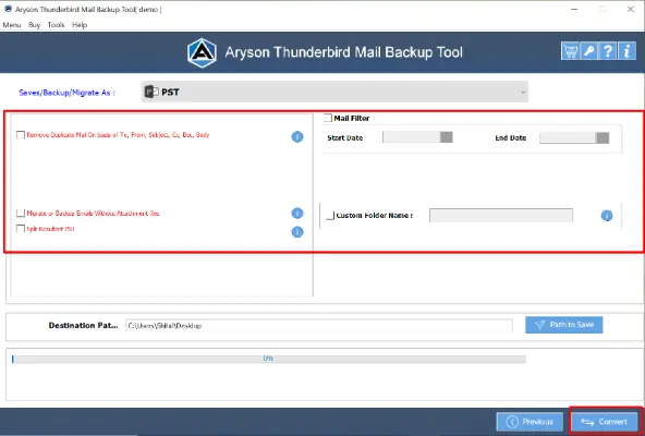 click the Convert button to convert Thunderbird emails to Outlook