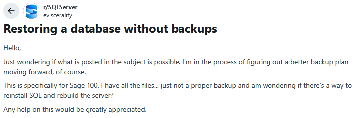 Recover SQL Server Database When No Backup Exists