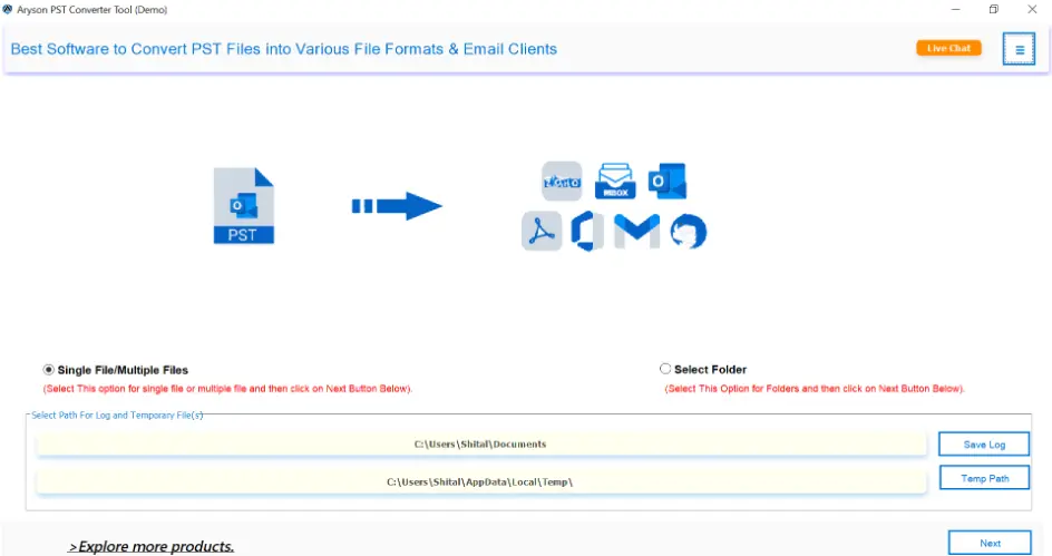 install and open Aryson PST Converter