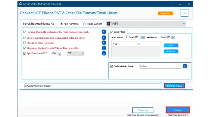 Convert button and locate your PST files
