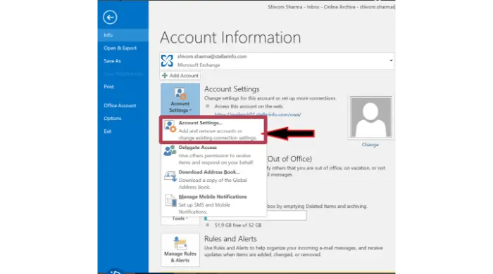 File Account Settings Account Settings
